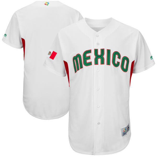customized Men Mexico Baseball Majestic White 2017 World Baseball Classic Authentic Team Jersey->more jerseys->MLB Jersey